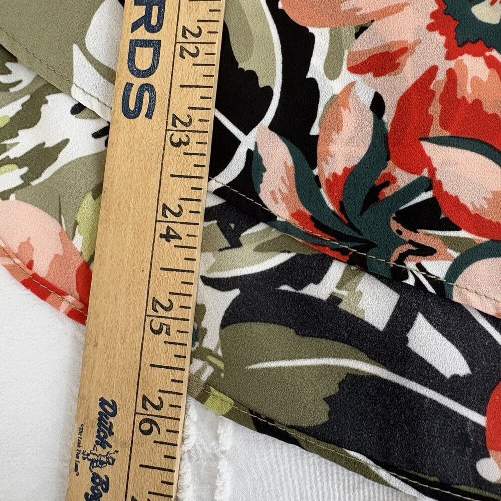 Maison d’Amelie Paris Tropical Floral Blouse Women’s M Olive Split Neck Top - Picture 8 of 10